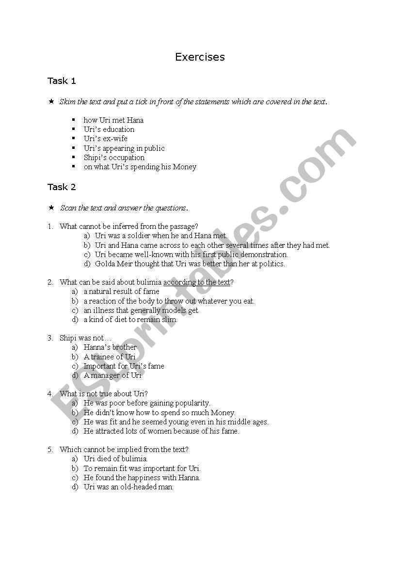 reading exercises worksheet