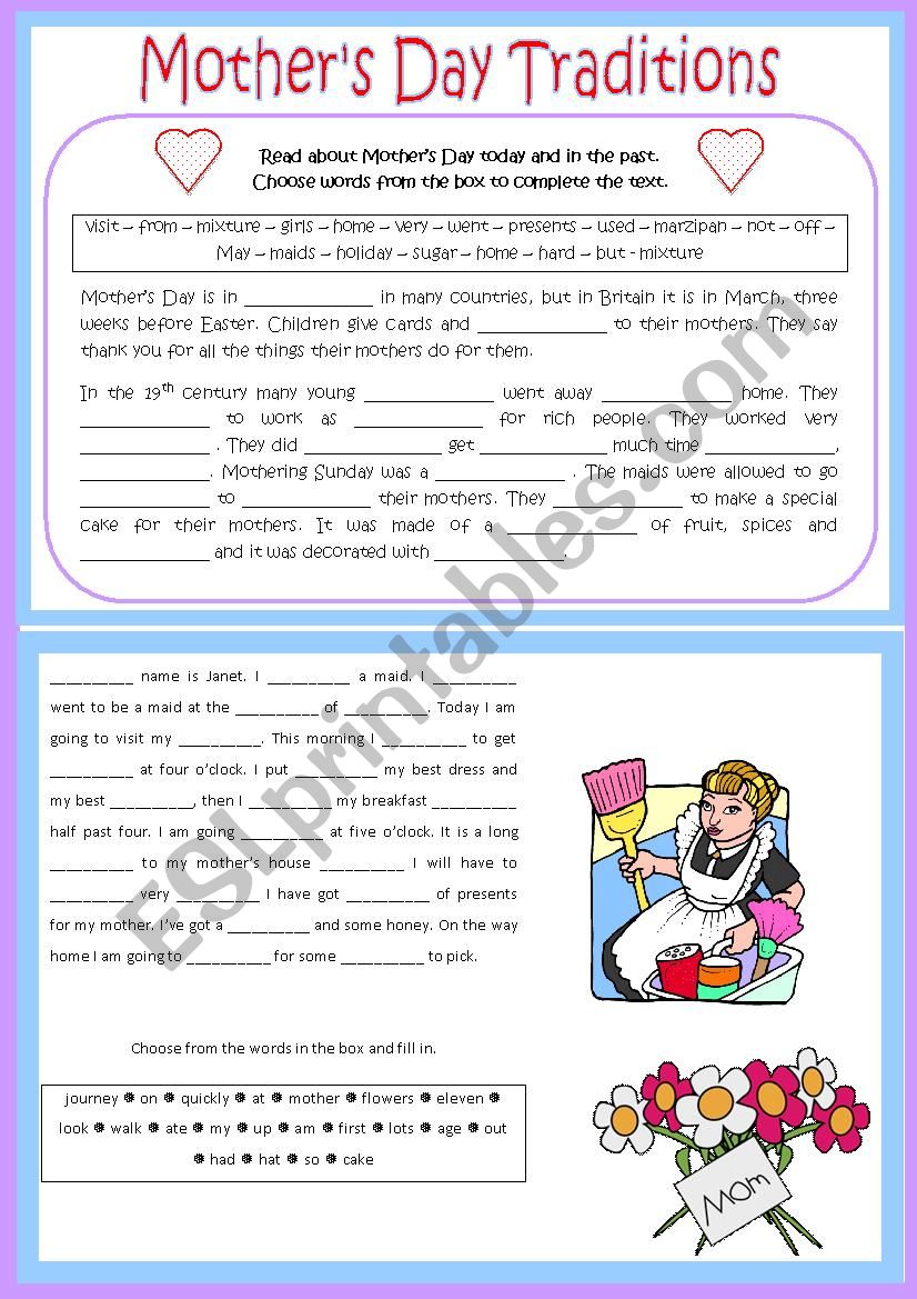 Mothers Day Traditions worksheet