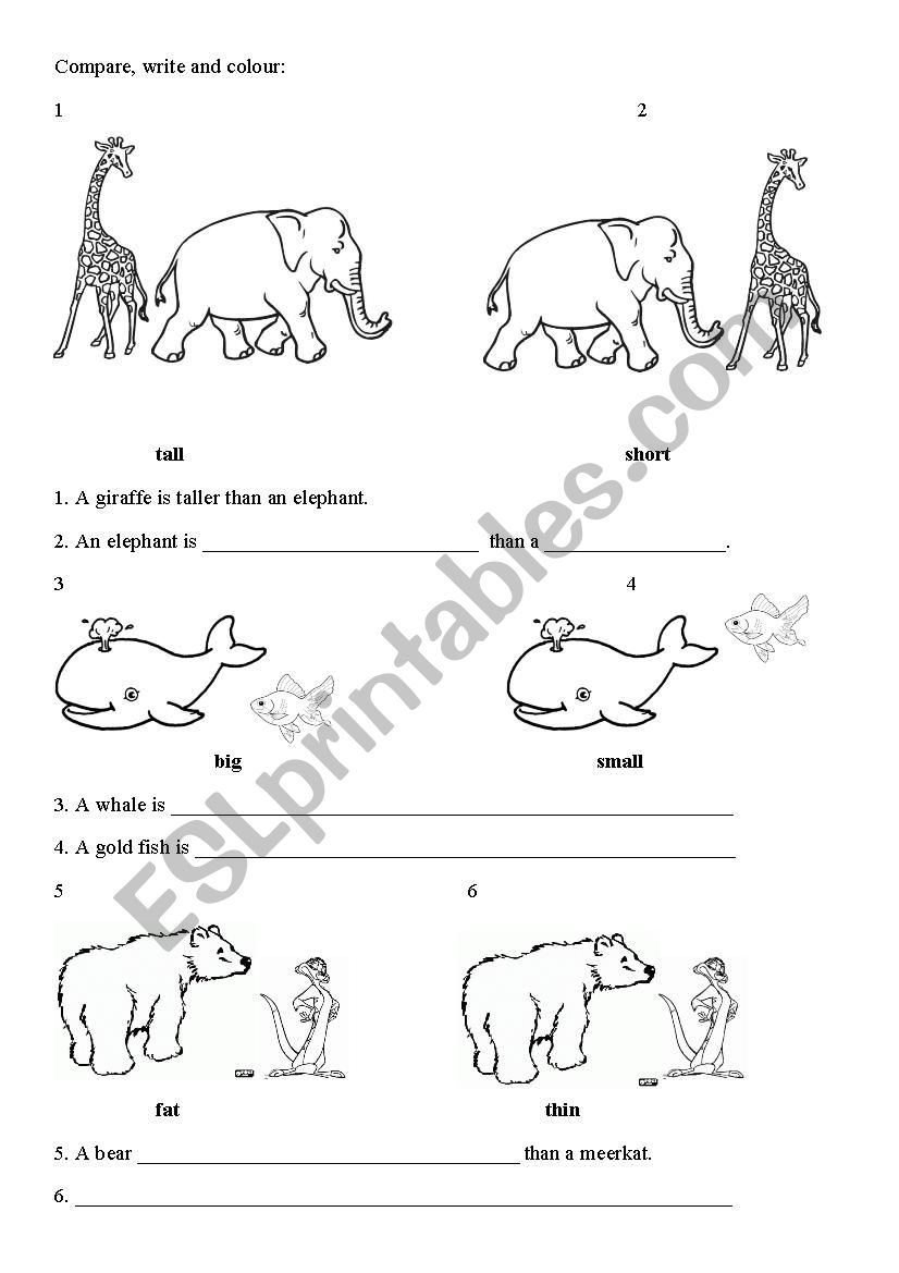 Comparing the animals - usage of comparatives