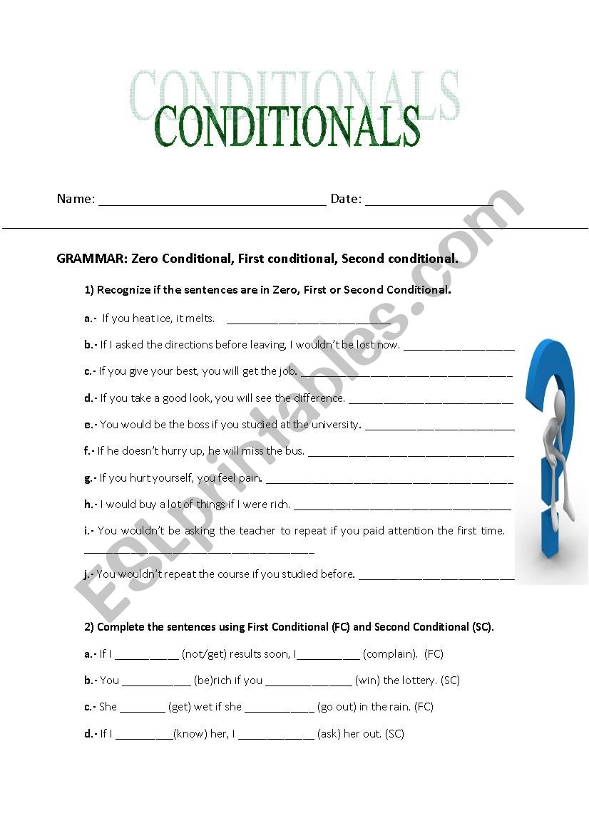 CONDITIONALS EXERCISES worksheet