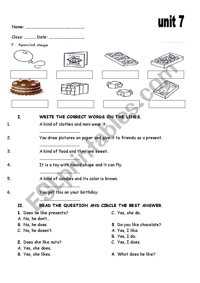 birthday worksheet