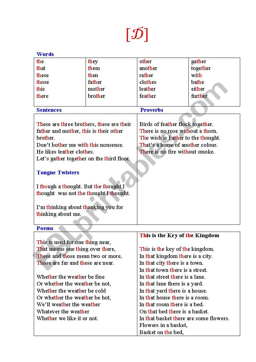 Phonetic exercises TH worksheet