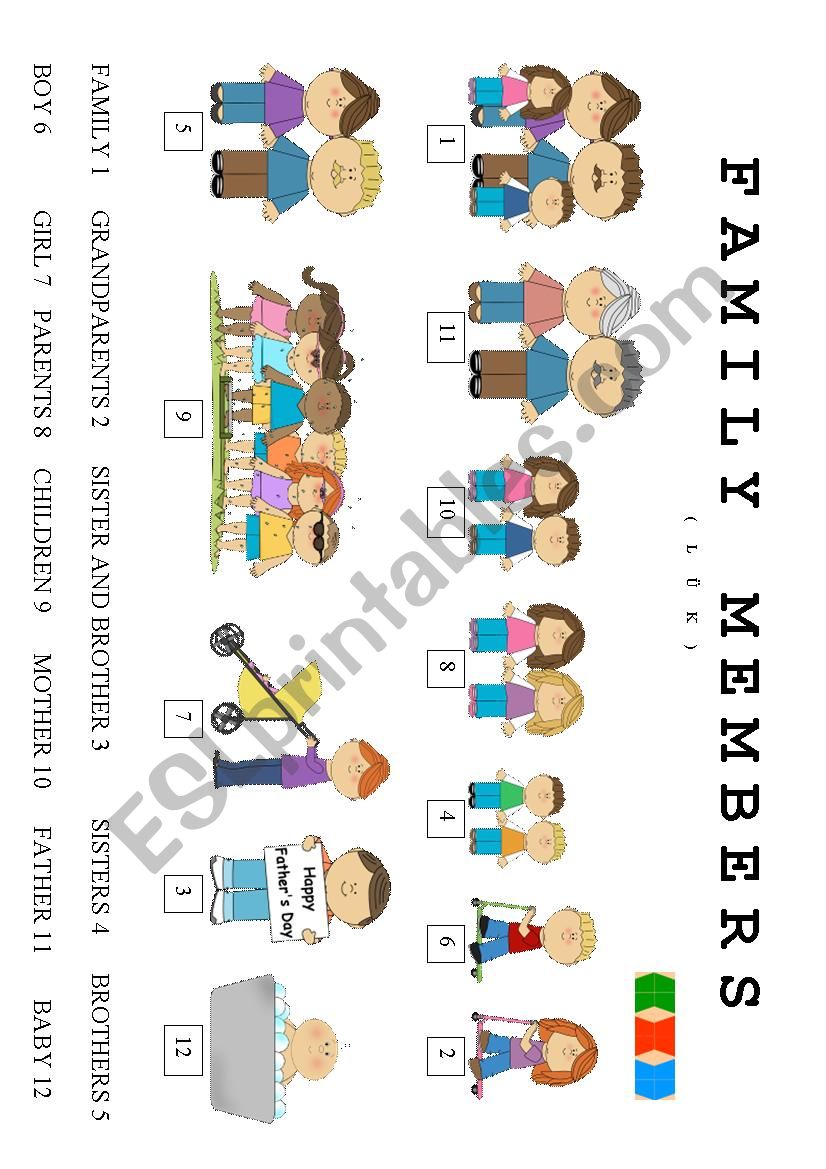 FAMILY MEMBERS for miniLK worksheet