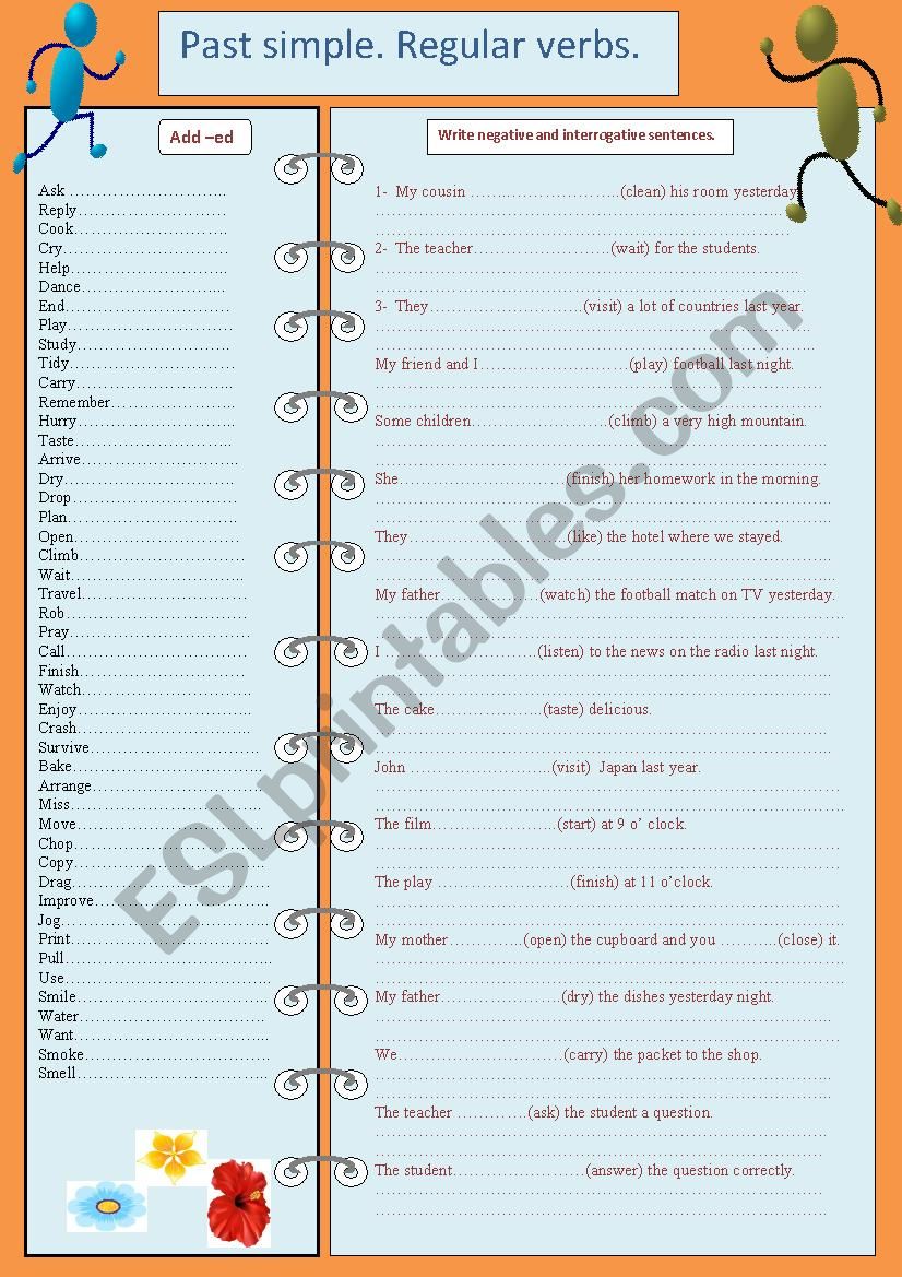 past simple. Regular verbs. worksheet