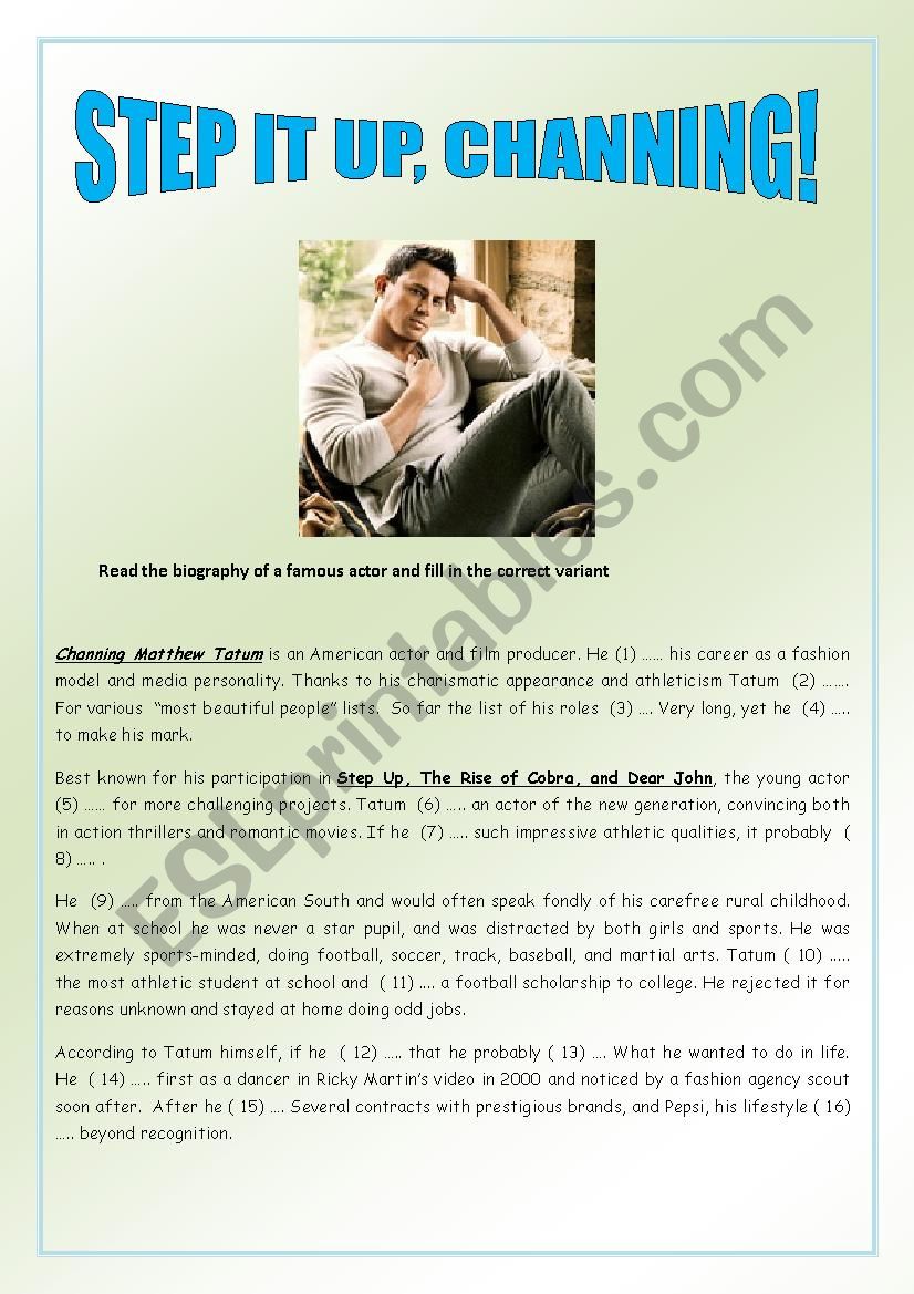 STEP IT UP, CHANNING! worksheet