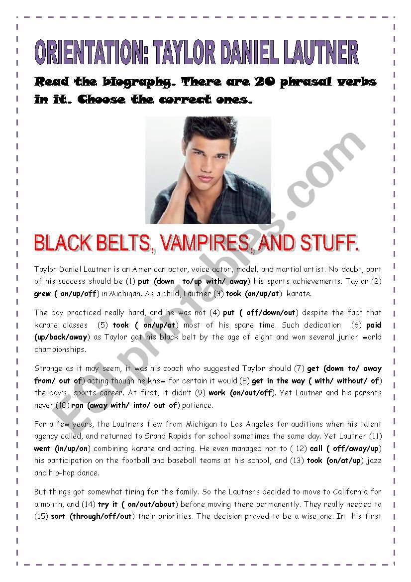 Taylor Lautner worksheet