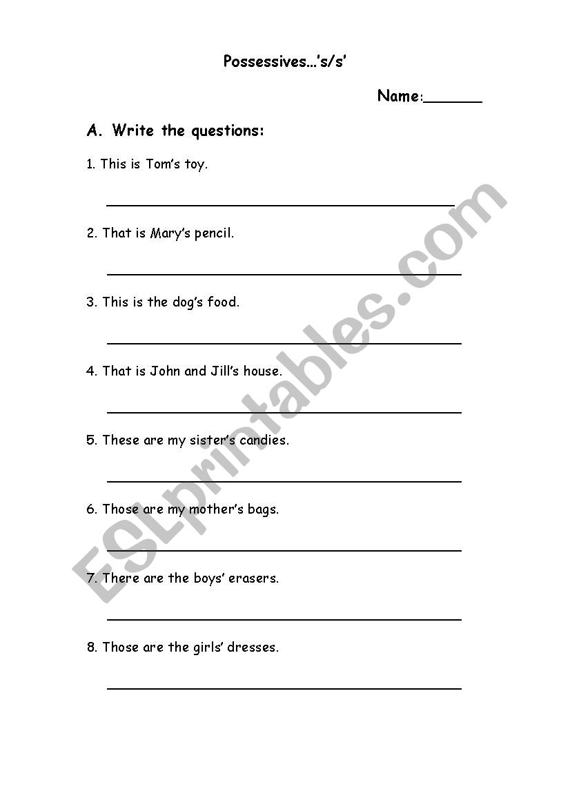 possessive worksheet