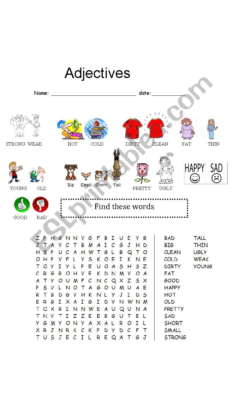 Adjectives worksheet