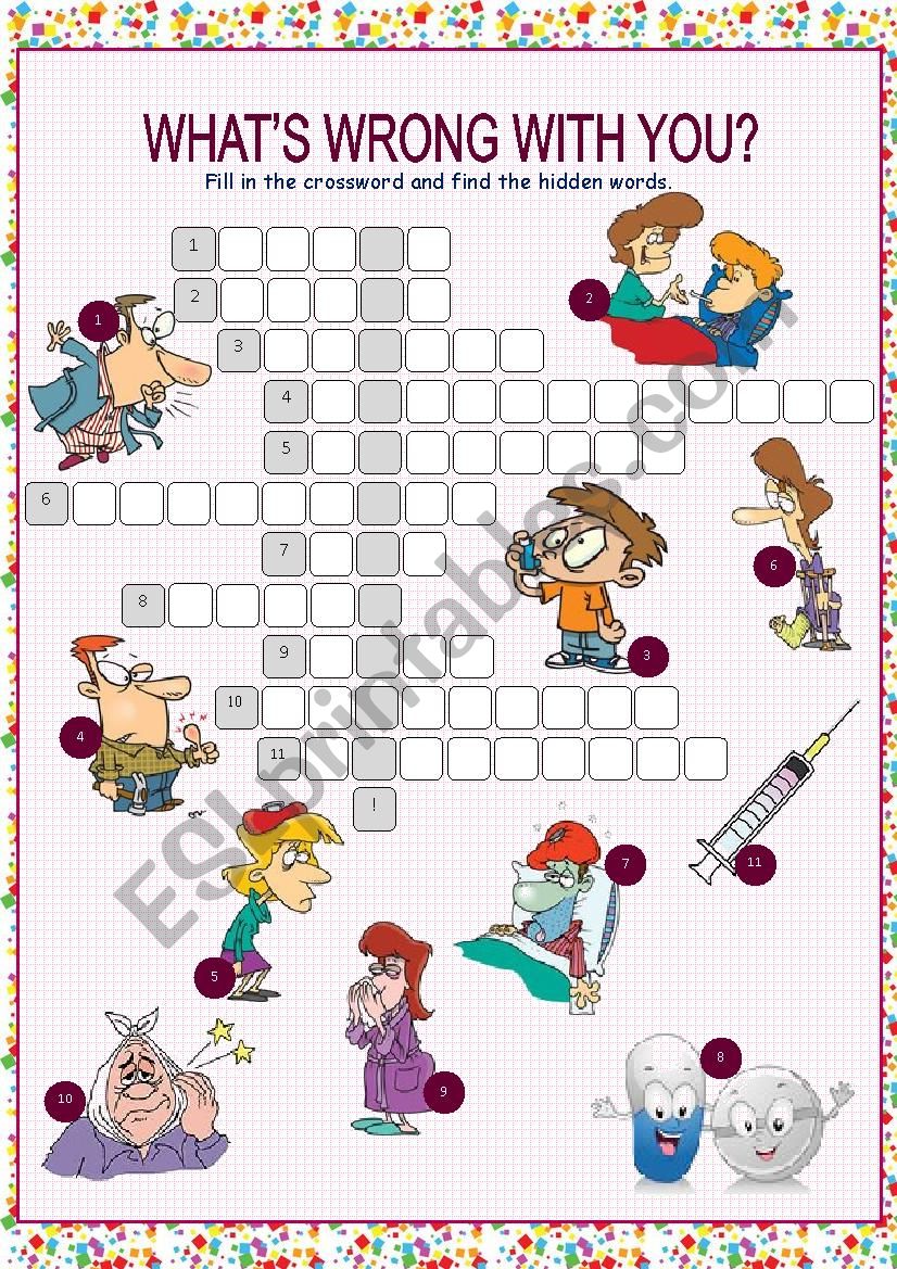 Whats Wrong with You? (Health Problems & Treatments) Crossword Puzzle