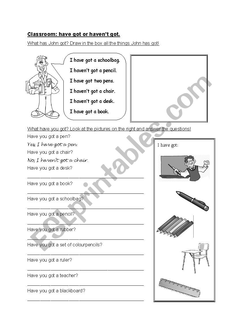 classroom worksheet