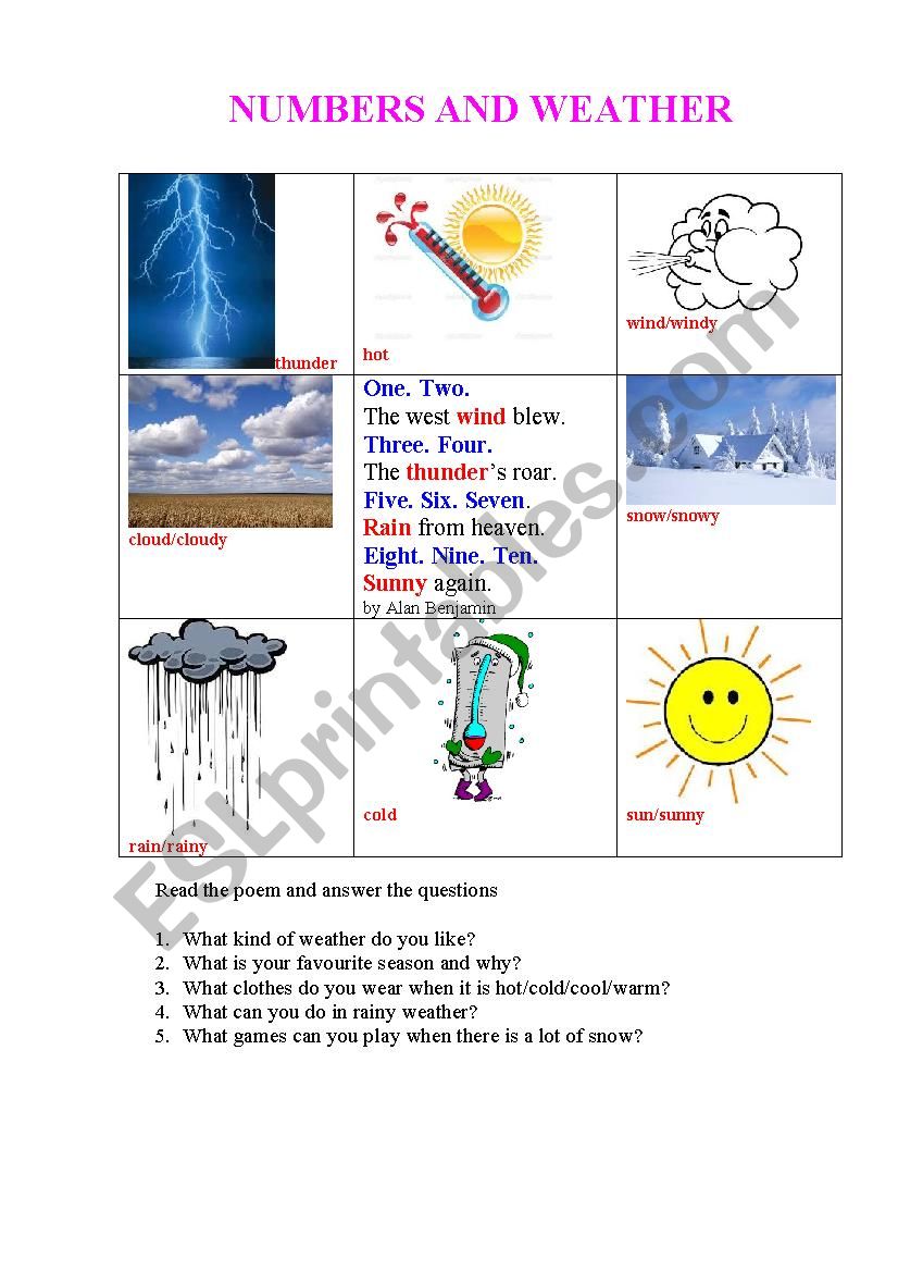 Numbers and Weather worksheet