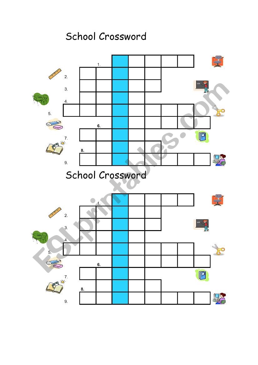 school  crossword worksheet