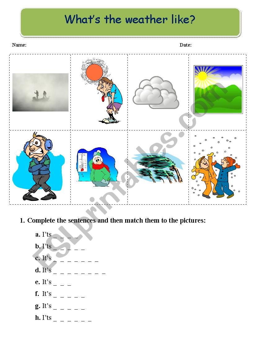 WHATS THE WEATHER LIKE? worksheet