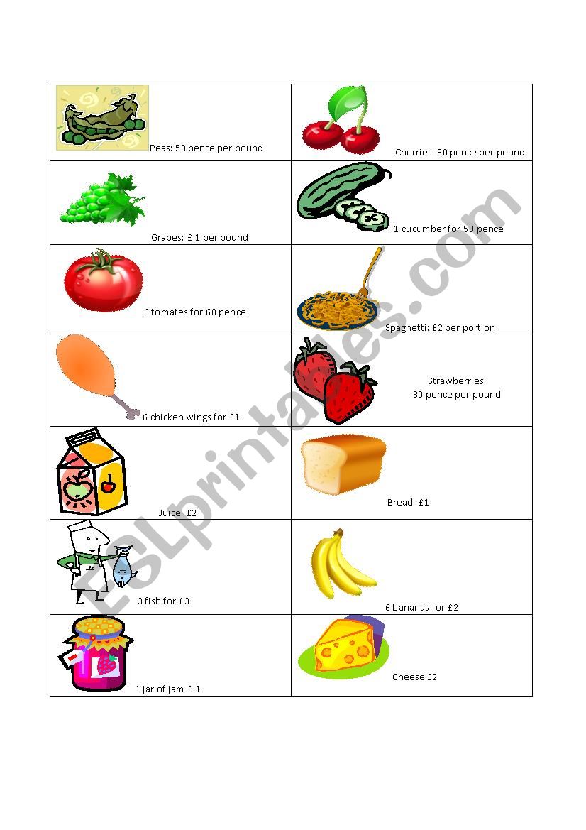 CL Task- Food Shopping worksheet