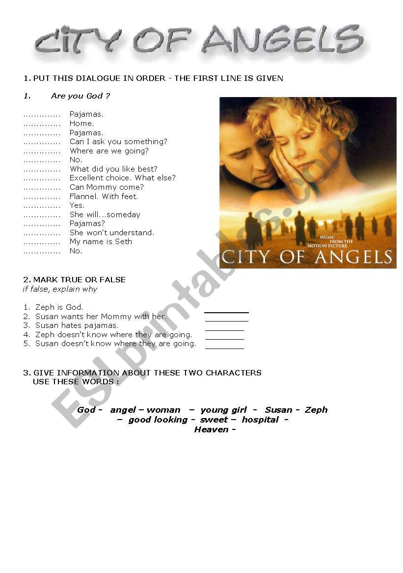 City of Angels  worksheet