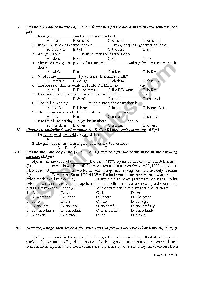 test and answer 2 worksheet