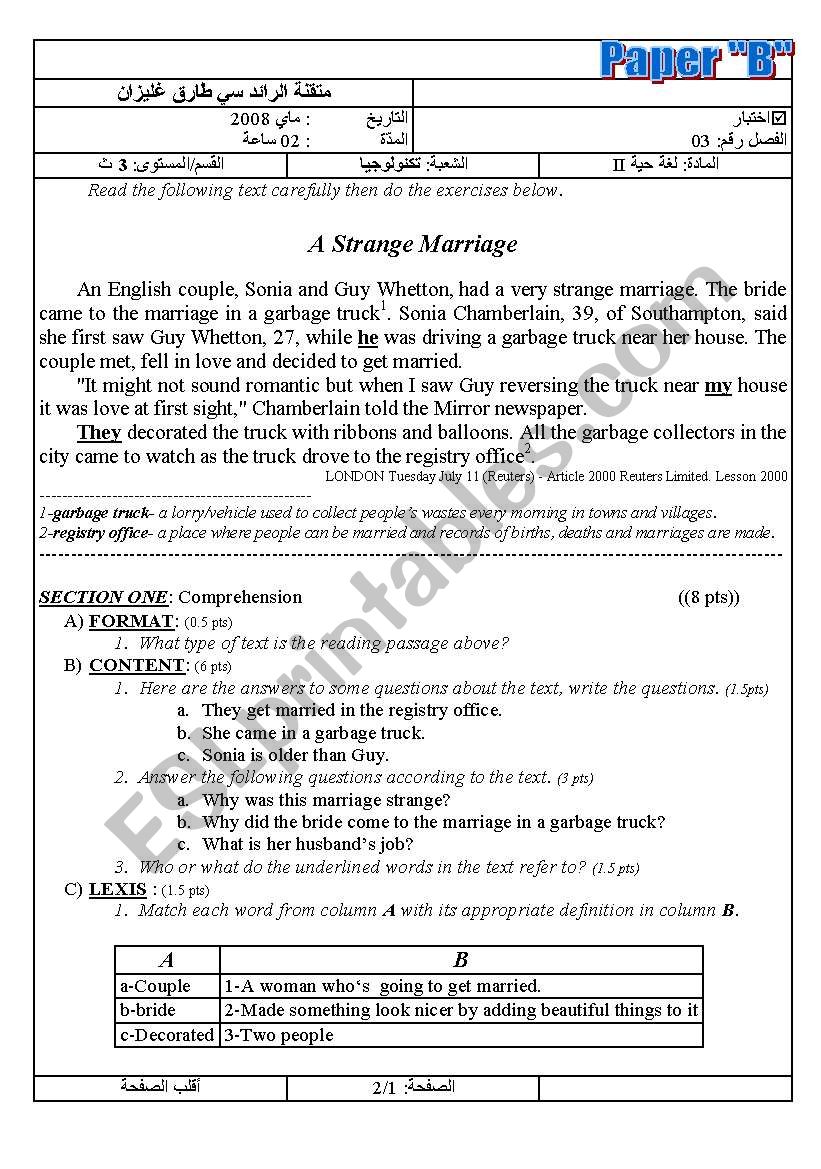 A Strange Marriage (Test B) (Author-Bouabdellah)