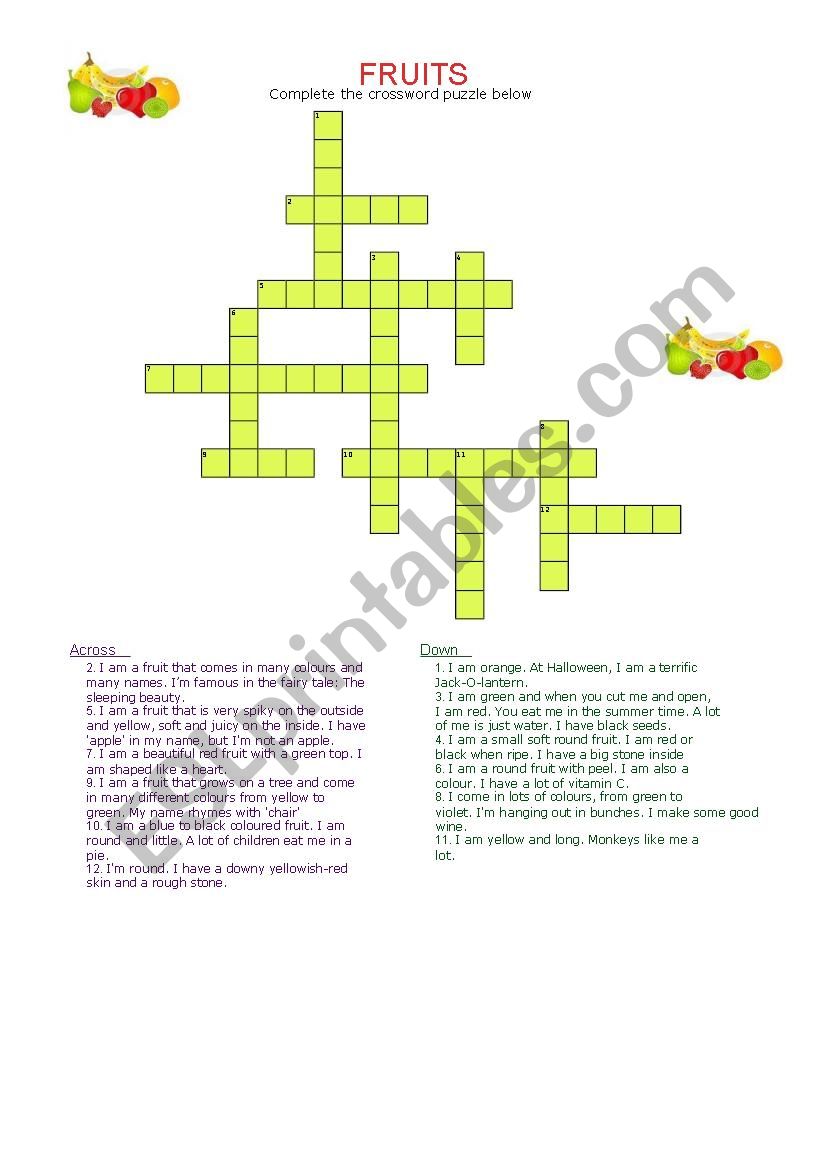 Fruits  worksheet