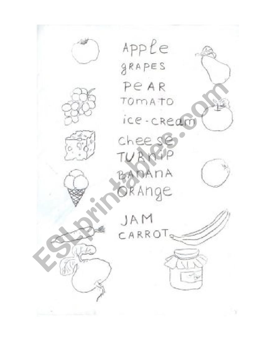 Food words worksheet