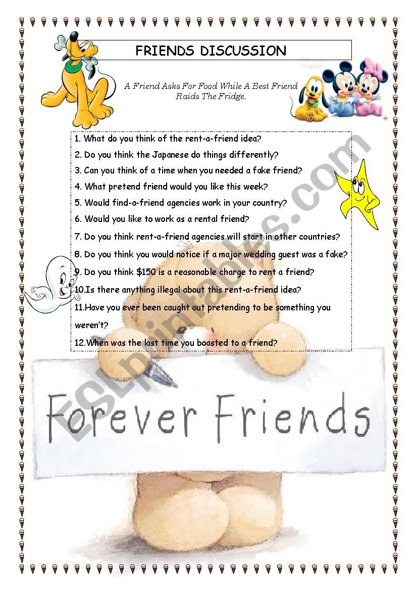 Friends discussion worksheet