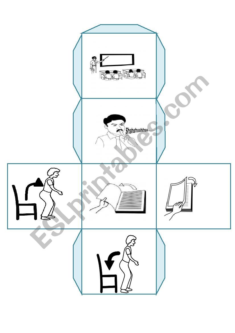 Classroom actions dice worksheet