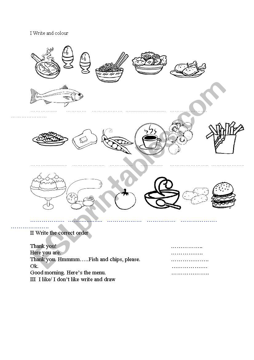 FOOD worksheet worksheet