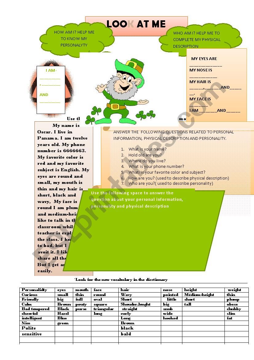 personality worksheet