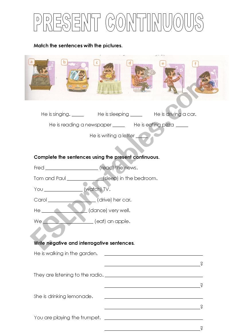 Present Continuous worksheet