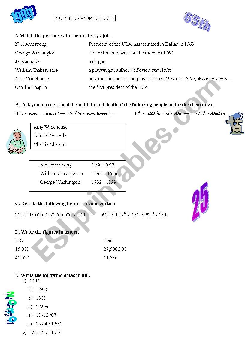 Numbers worksheet