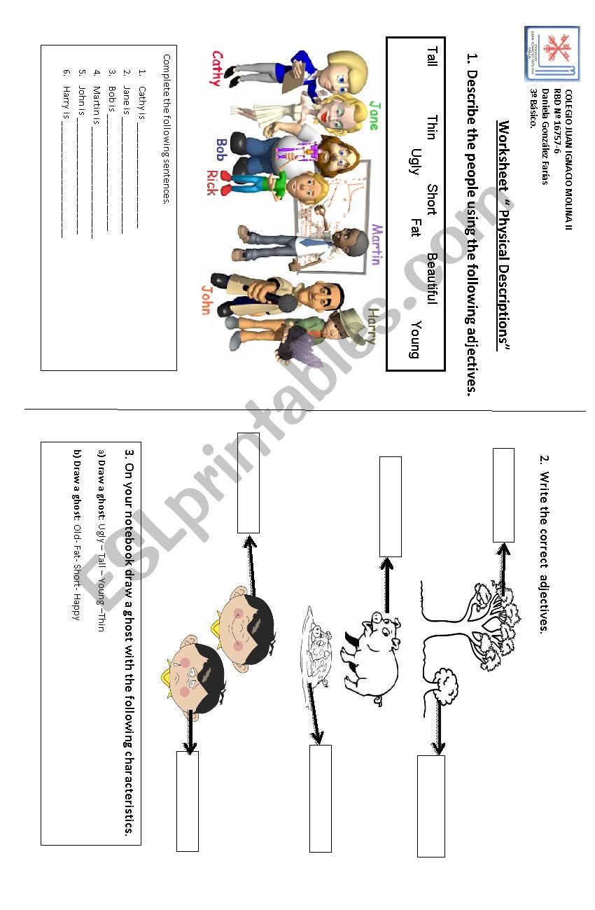 Physical Descriptions worksheet