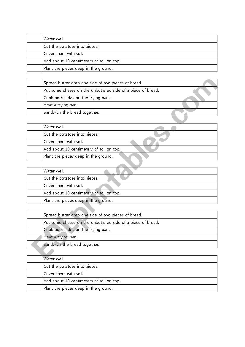 imperative ordering worksheet