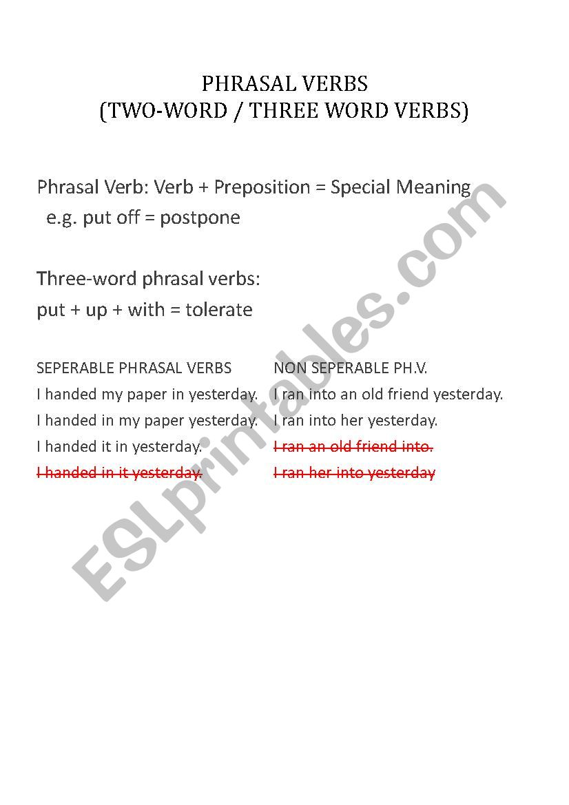 Phrasal Verbs worksheet