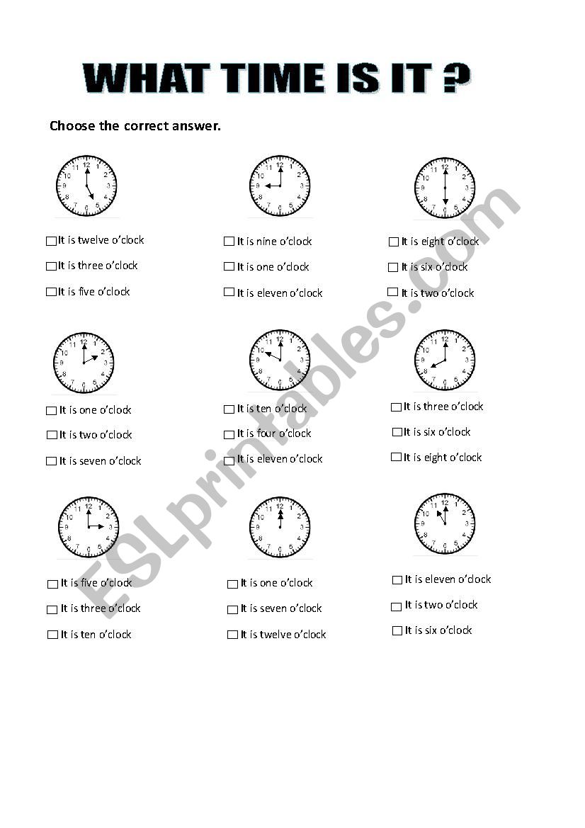 TIME worksheet