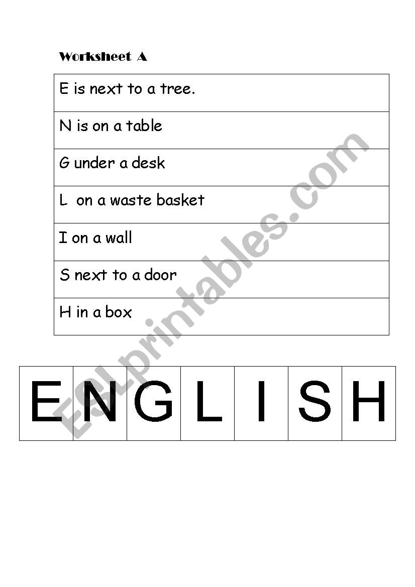 Prepositions rally worksheet