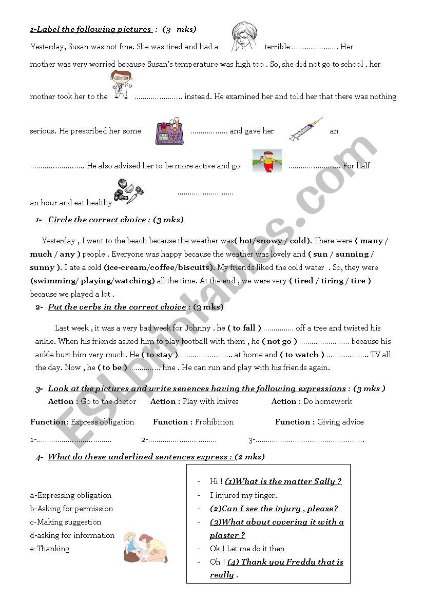 mid term test3 7th form worksheet