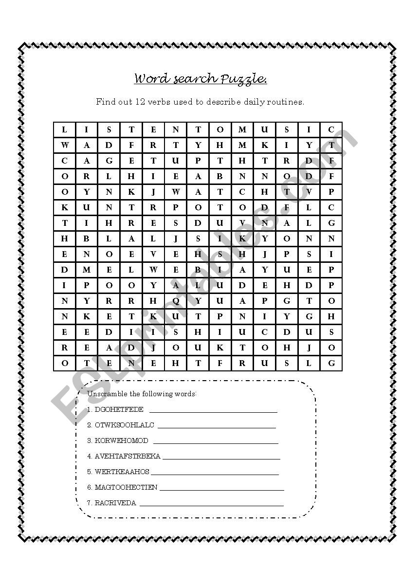 Daily Routine Puzzle worksheet