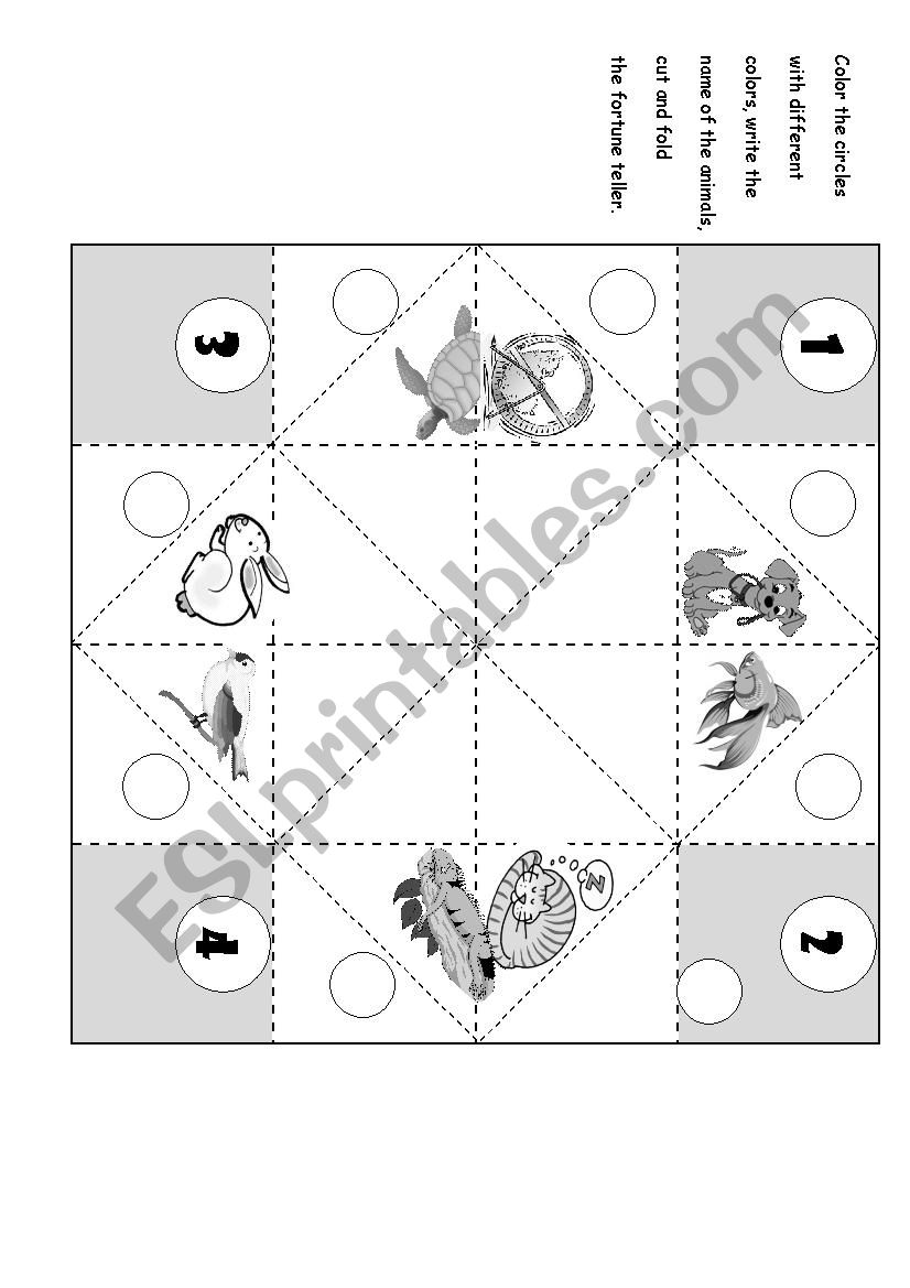 pets fortune teller worksheet