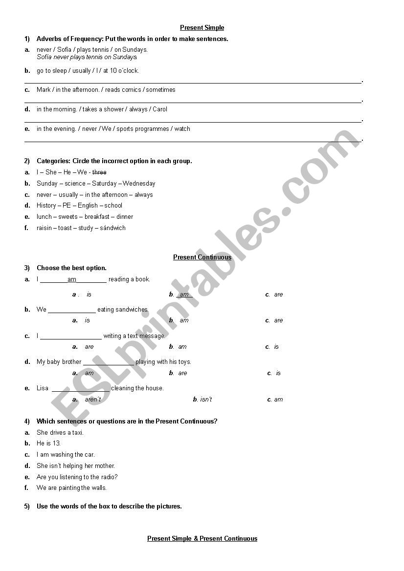 TEST: Present Simple & Continous