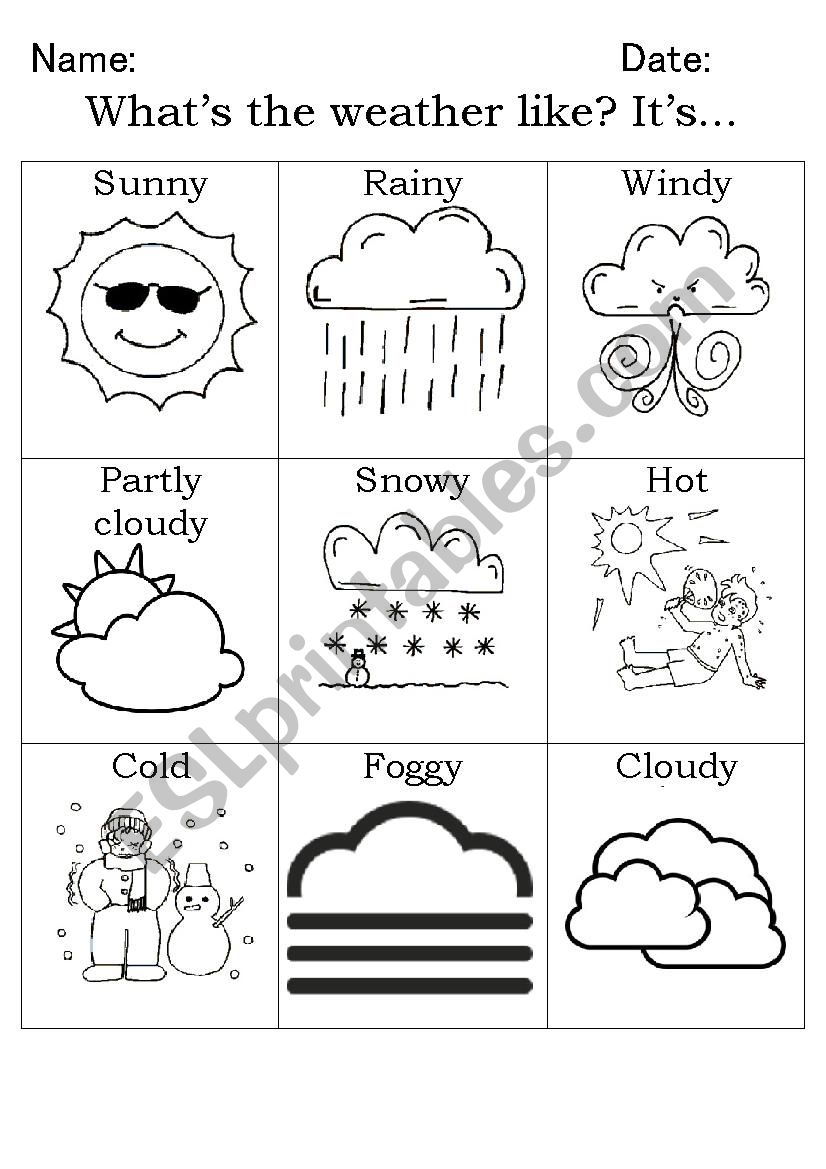 Weather pictionary worksheet