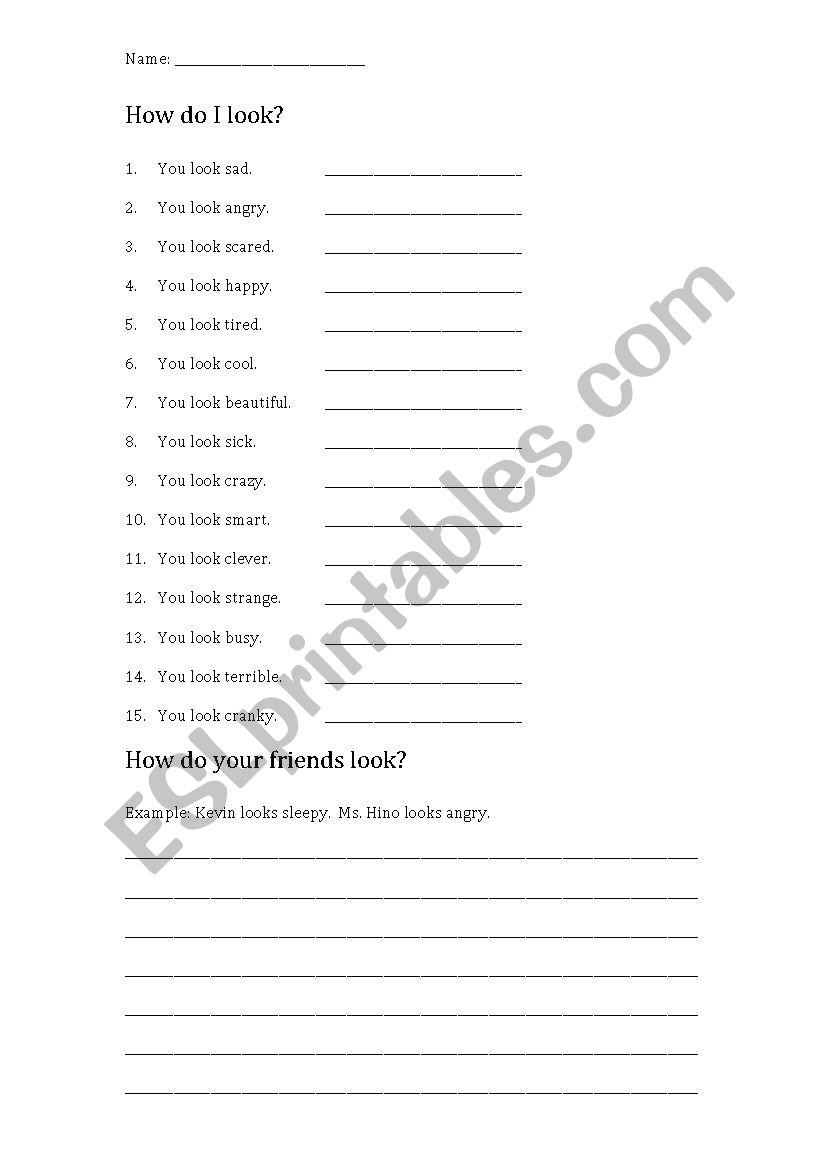 How Do I Look? worksheet