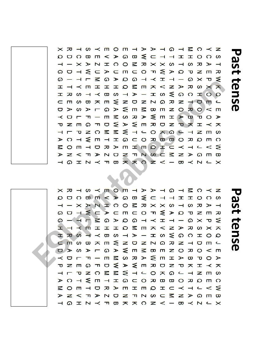 past tense wordsearch worksheet