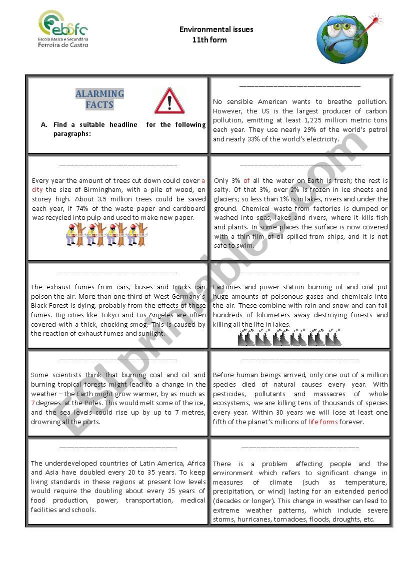 Alarming facts worksheet