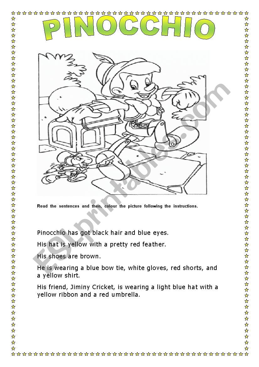 Pinocchio worksheet