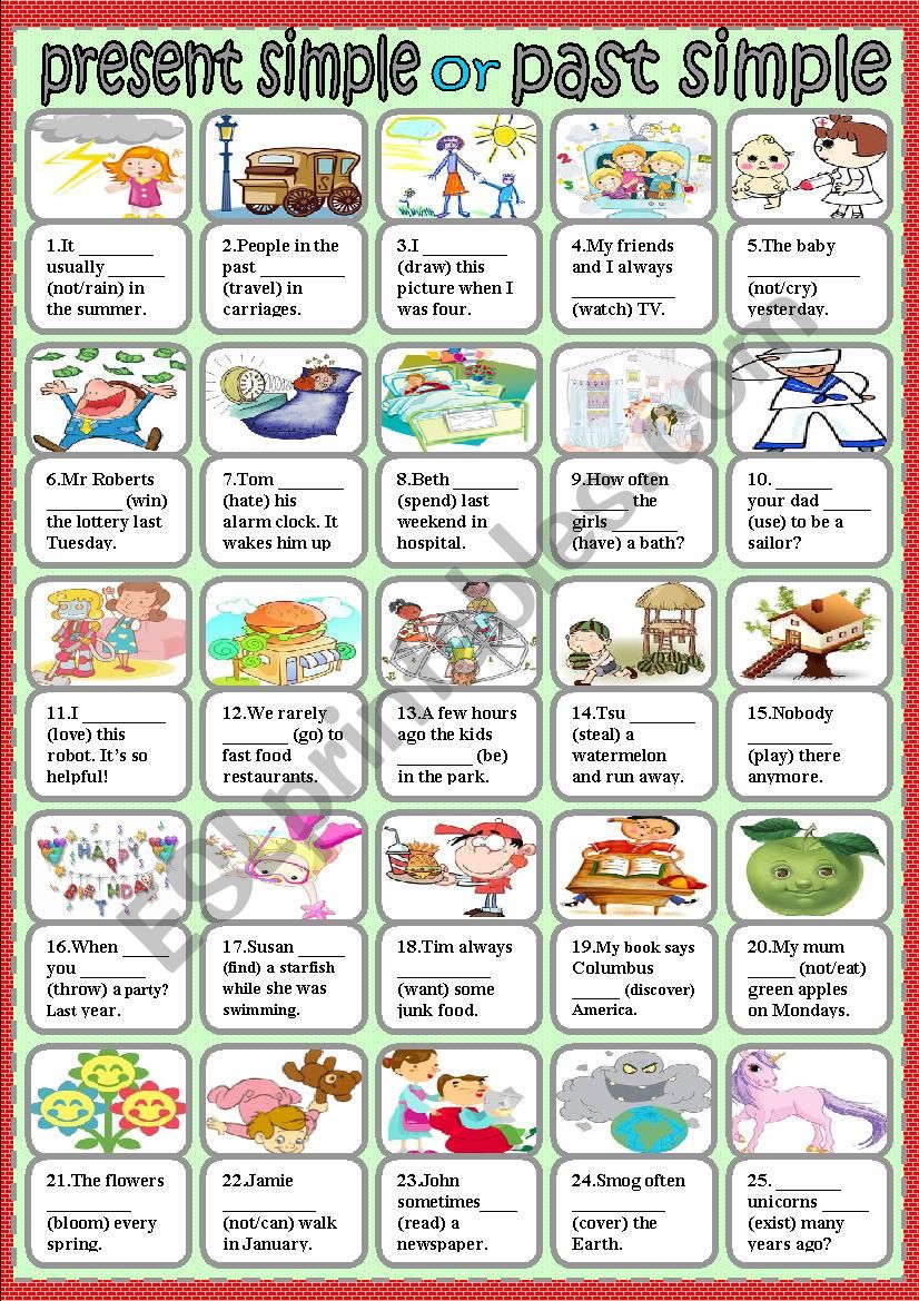 present simple or past simple worksheet