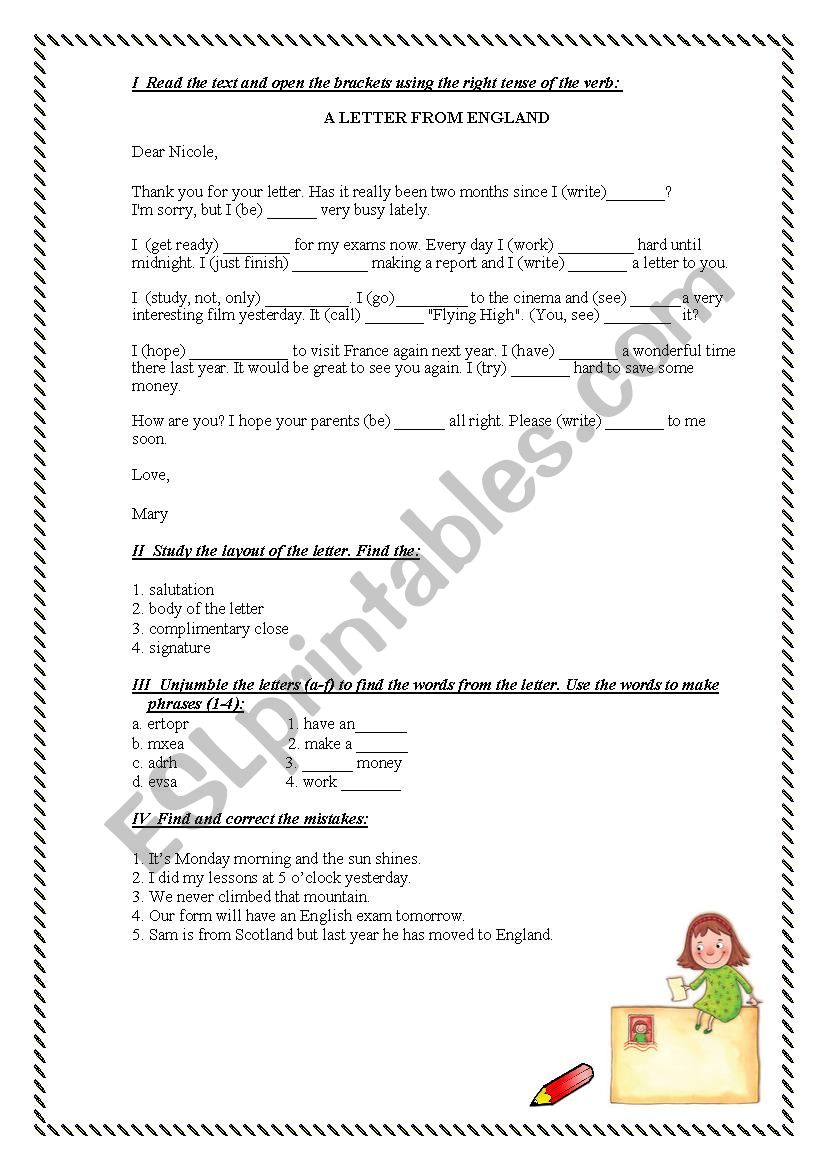 A Letter From England worksheet