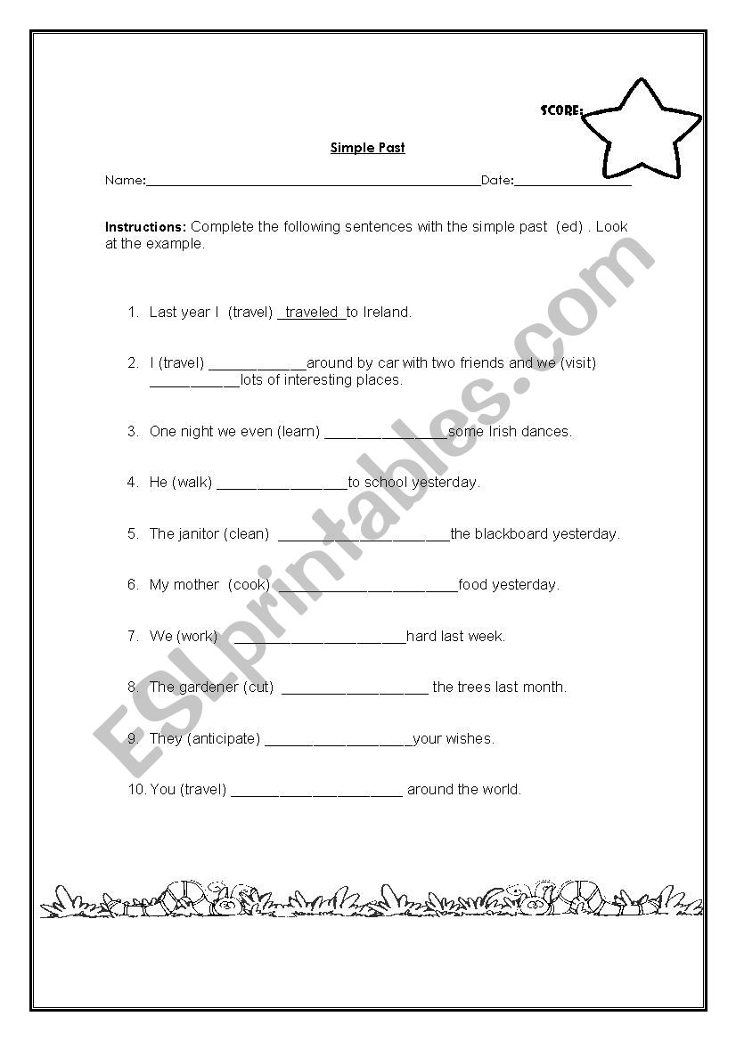 Simple past worksheet worksheet