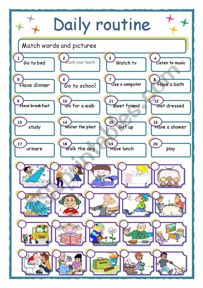 daily routines worksheet