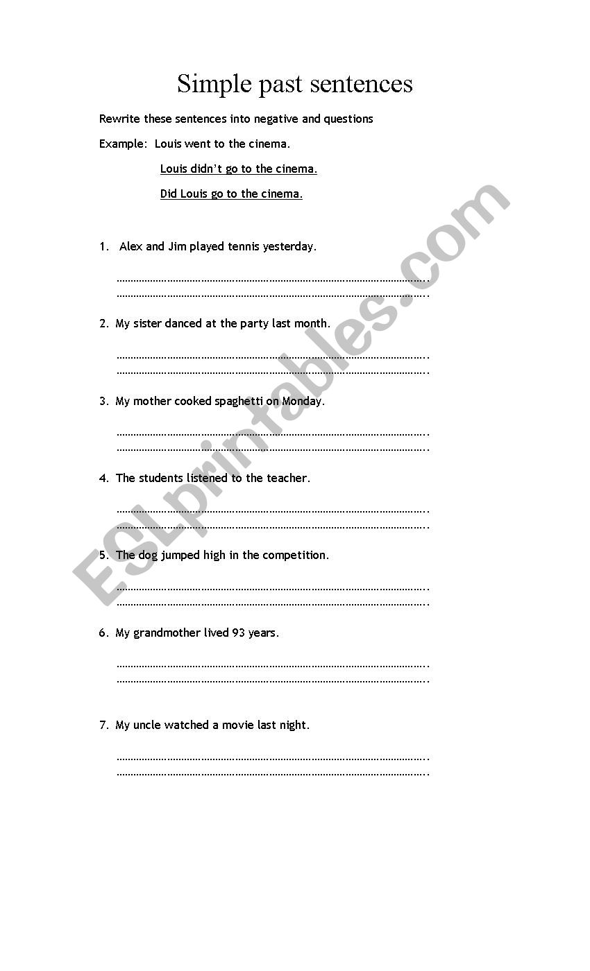 Simple past worksheet