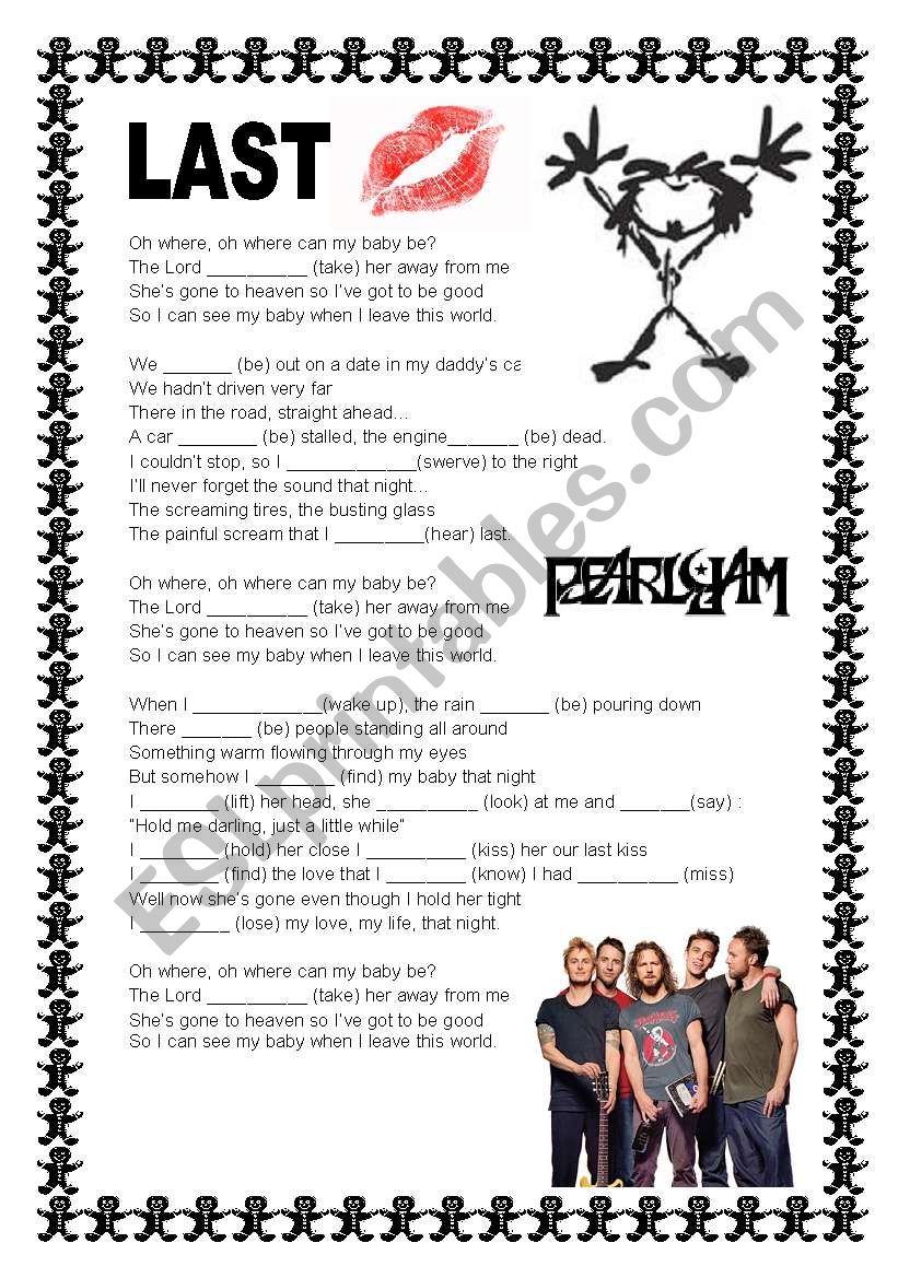 Last Kiss Lyrics - Pearl Jam general…: English ESL worksheets pdf