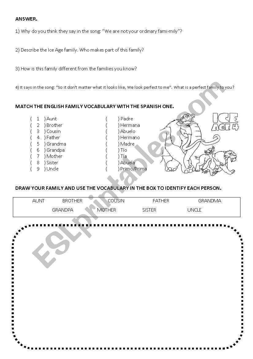 Ige Age 4 Family worksheet